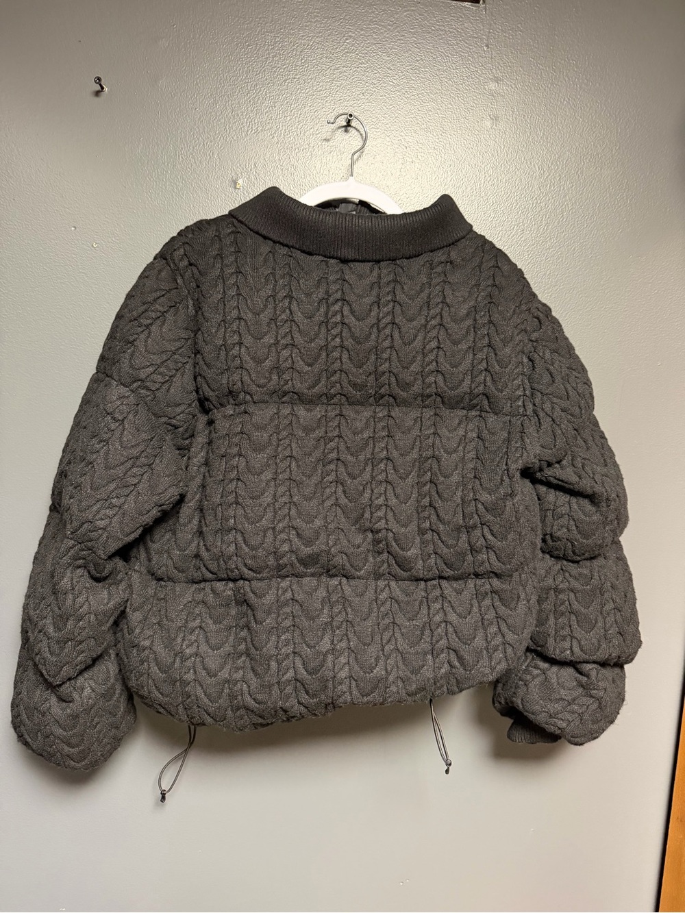 NWOT All In Motion Charcoal Gray Cable Knit Puffer Jacket Size XL Quilted - Picture 2 of 3